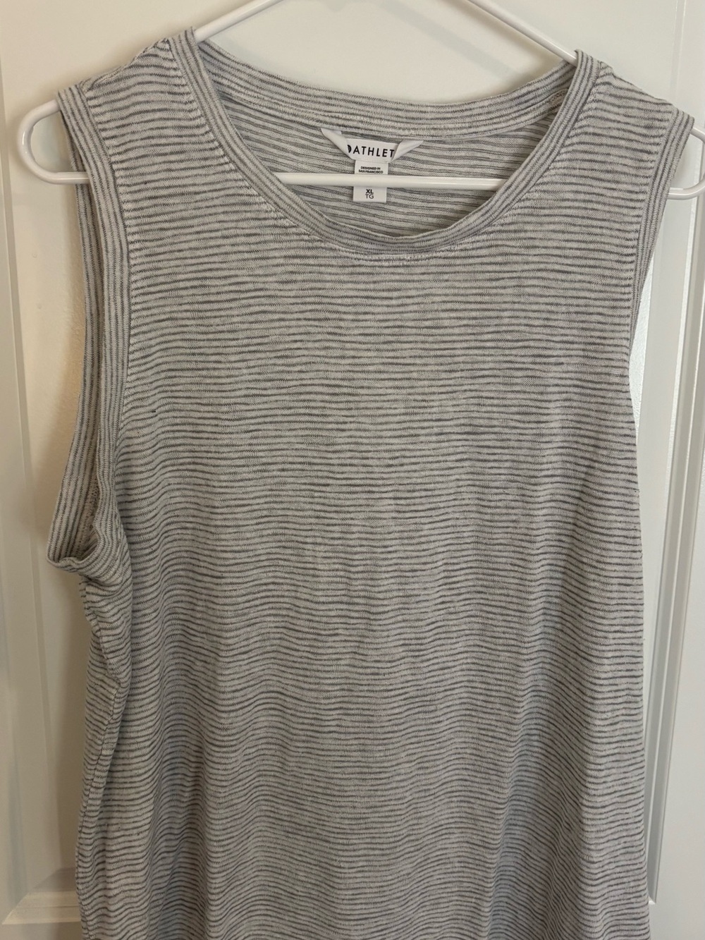 Athleta Light Gray Striped Move With Ease Tank Top